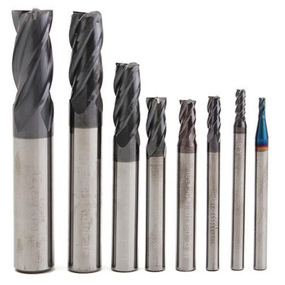 2-12 mm Carbide Solid End Mills / 4 Seruling Tungsten Carbide Cutter CNC Tools Set