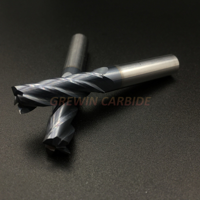 Kecepatan Tinggi HRC45 ~ HRC65 2/4/6 Flutes Carbide Flat Milling End Mill Dengan Lapisan