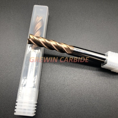 HRC55 Tungsten Carbide 4 Flutes Milling End Mill dengan Lapisan Cooper