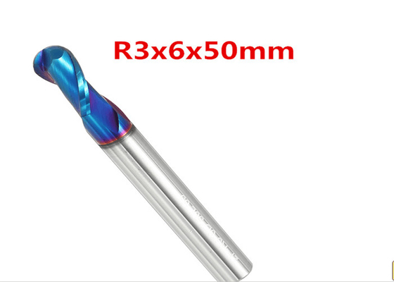 HRC50 2 Flute Ball Nose End Mill, 6mm Bola Hidung Cutter TISIN Coating