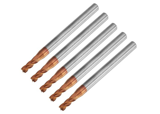 Copper Coated HRC55 Carbide Flat / Bola End Mill Hidung Untuk Mesin Pemotong
