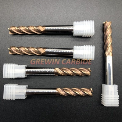 HRC55 Tungsten Carbide 4 Flutes Milling End Mill dengan Lapisan Cooper