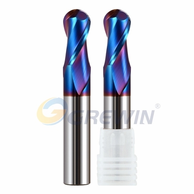 Hrc65 2 Flutes Blue Nano Coated Ball Nose Tungsten Carbide End Mill